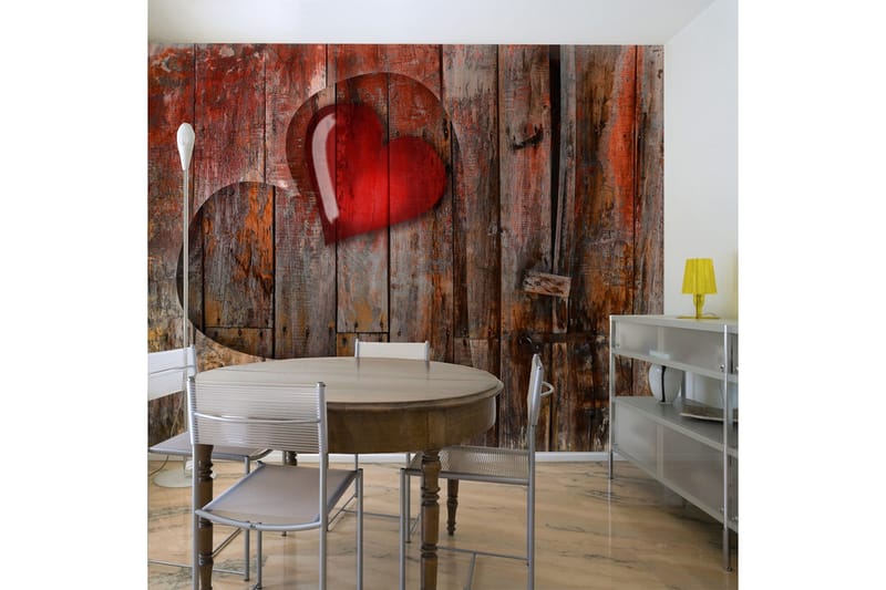 Fototapet Hjärta På Trä Bakgrund 400x309, Artgeist sp. z o. o.