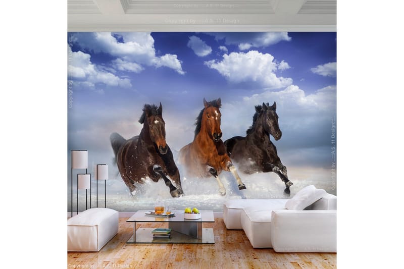 Fototapet Horses In The Snow 350x245 - Artgeist sp. z o. o. - Inredning & dekor - Väggdekor - Tapeter & tapettillbehör - Fototapeter