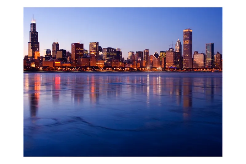 Fototapet Icy Downtown Chicago 200x154 - Artgeist sp. z o. o. - Inredning & dekor - Väggdekor - Tapeter & tapettillbehör - Fototapeter