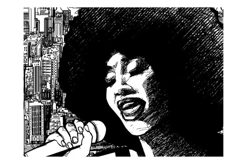 Fototapet Jazzsångerska 300x231 - Artgeist sp. z o. o. - Inredning & dekor - Väggdekor - Tapeter & tapettillbehör - Fototapeter