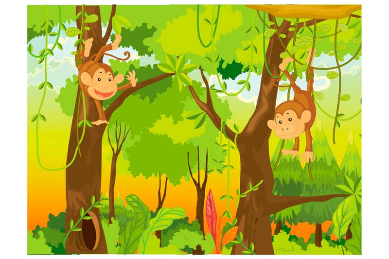 FOTOTAPET Jungle Monkeys 250x193 - Artgeist sp. z o. o. - Inredning & dekor - Väggdekor - Tapeter & tapettillbehör - Fototapeter