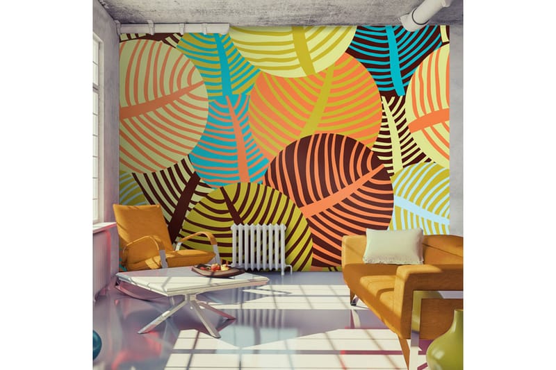 FOTOTAPET Kollage Löv 350x270 - Artgeist sp. z o. o. - Inredning & dekor - Väggdekor - Tapeter & tapettillbehör - Fototapeter