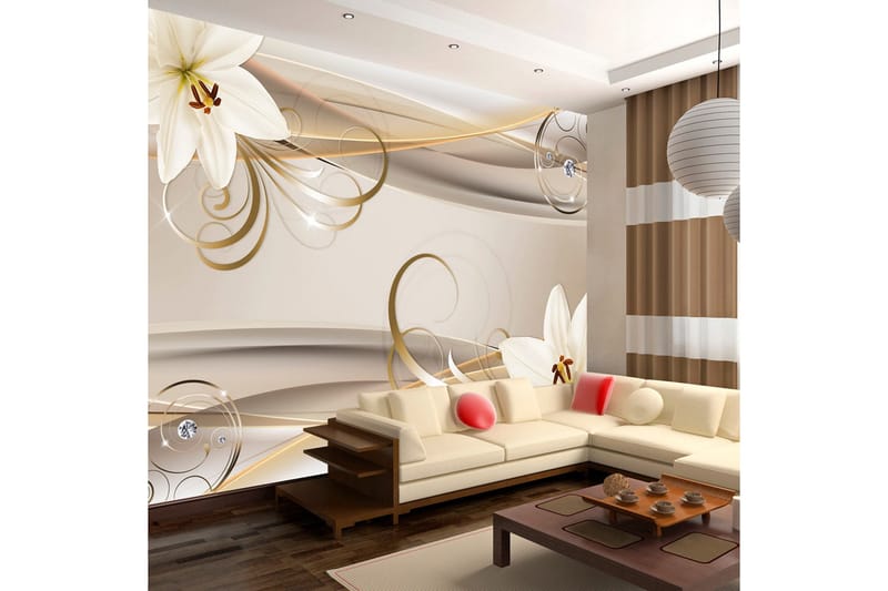 Fototapet Lilies And The Gold Spirals 100x70, Artgeist sp. z o. o.