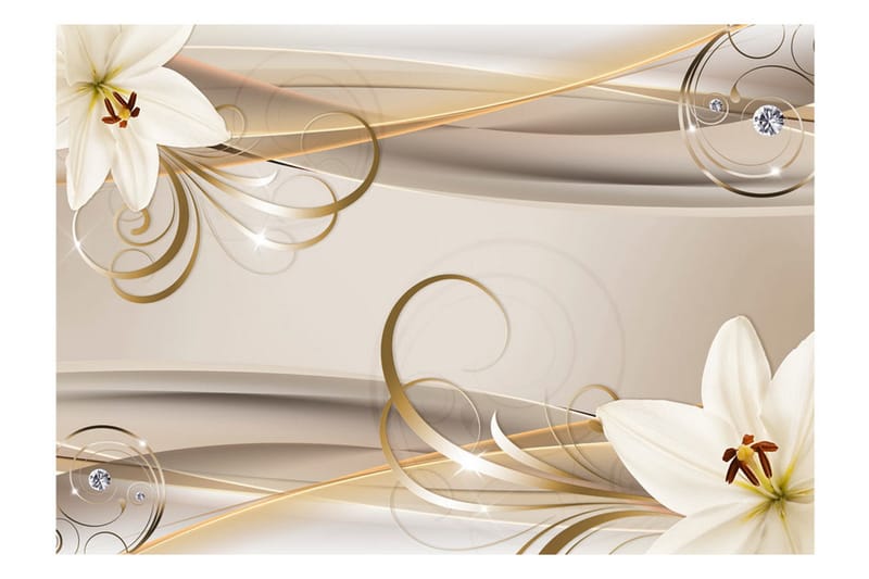 Fototapet Lilies And The Gold Spirals 150x105 - Artgeist sp. z o. o. - Inredning & dekor - Väggdekor - Tapeter & tapettillbehör - Fototapeter