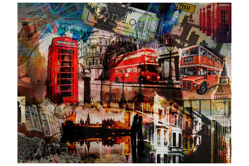 FOTOTAPET London Collage 200x154 - Artgeist sp. z o. o. - Inredning & dekor - Väggdekor - Tapeter & tapettillbehör - Fototapeter