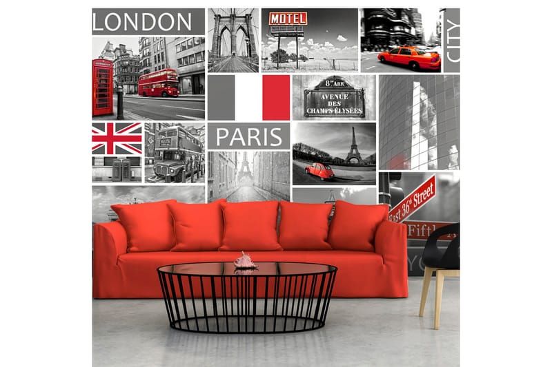FOTOTAPET London Paris Berlin New York 300x210 - Artgeist sp. z o. o. - Inredning & dekor - Väggdekor - Tapeter & tapettillbehör - Fototapeter