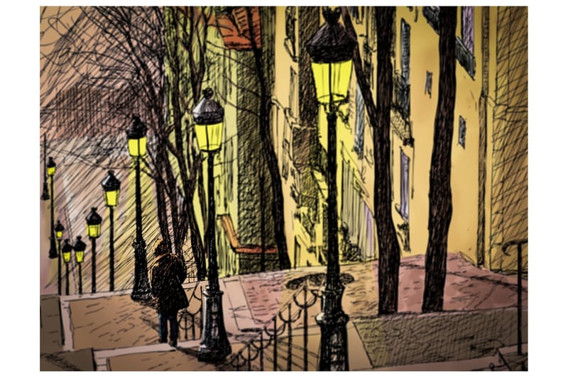 Fototapet Lonely Walk Through Montmartre 400x309 - Artgeist sp. z o. o. - Inredning & dekor - Väggdekor - Tapeter & tapettillbehör - Fototapeter