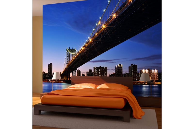 FOTOTAPET Manhattan Bridge Upplyst På Natten 250x193 - Artgeist sp. z o. o. - Fototapeter