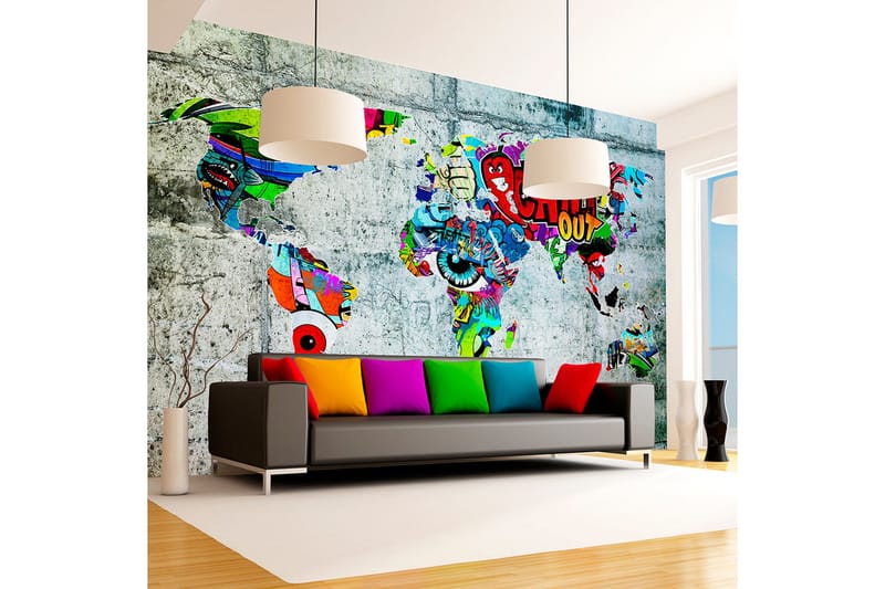 Fototapet Map Graffiti 400x280 - Artgeist sp. z o. o. - Inredning & dekor - Väggdekor - Tapeter & tapettillbehör - Fototapeter