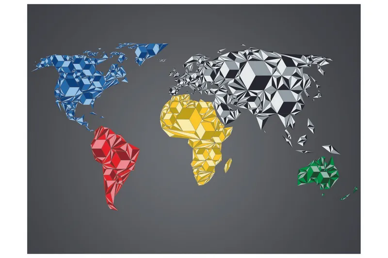 Fototapet Map Of The World Colorful Solids 250x193, Artgeist sp. z o. o.