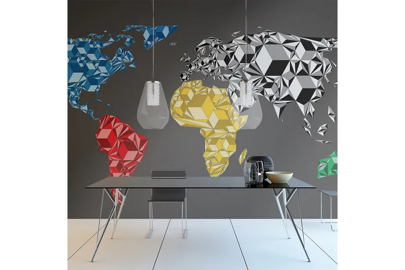 Fototapet Map Of The World Colorful Solids 250x193 - Artgeist sp. z o. o. - Inredning & dekor - Väggdekor - Tapeter & tapettillbehör - Fototapeter
