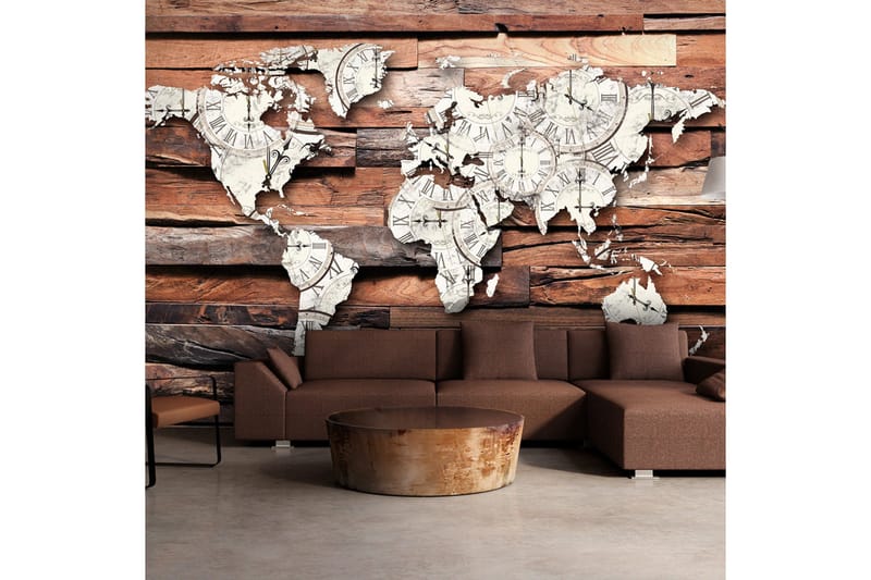 Fototapet Map On Wood 350x245, Artgeist sp. z o. o.