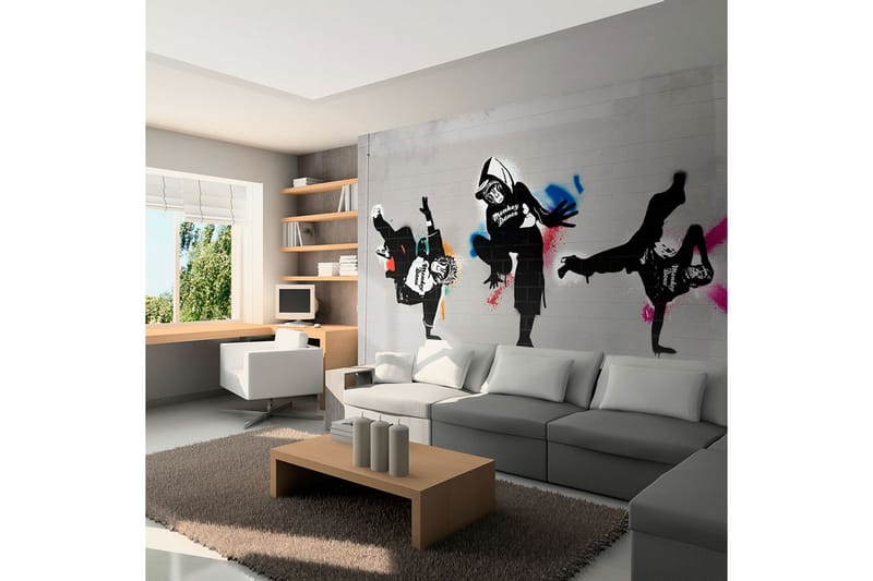 FOTOTAPET Monkey Dance Street Art 350x270, Artgeist sp. z o. o.