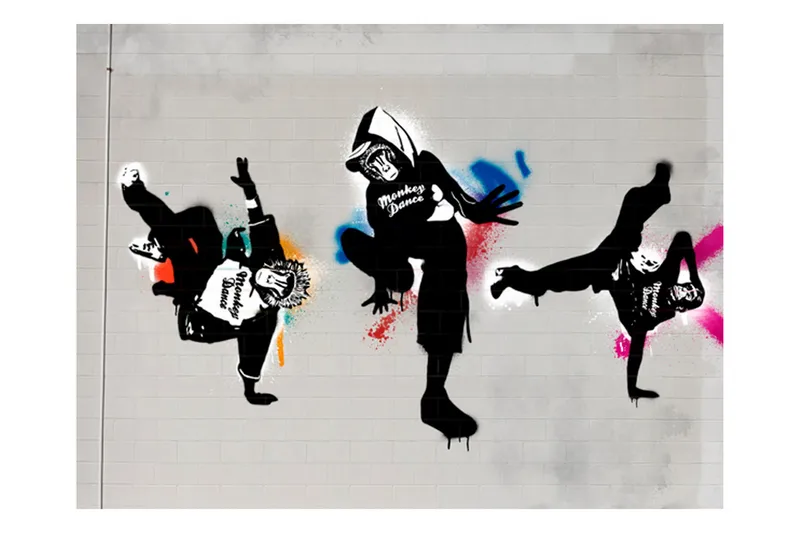 Fototapet Monkey Dance Street Art 400x309 - Artgeist sp. z o. o. - Inredning & dekor - Väggdekor - Tapeter & tapettillbehör - Fototapeter