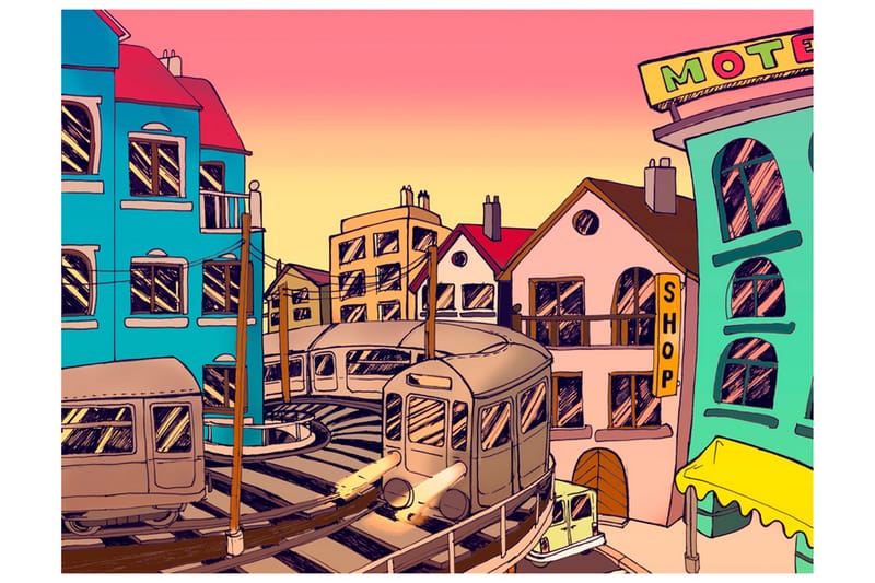 FOTOTAPET Morning In A City 200x154 - Artgeist sp. z o. o. - Inredning & dekor - Väggdekor - Tapeter & tapettillbehör - Fototapeter