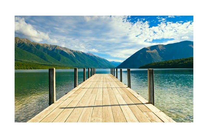 Fototapet Mountain Lake Bridge 450x270, Artgeist sp. z o. o.