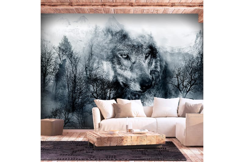 FOTOTAPET Mountain Predator Black And White 100x70 - Artgeist sp. z o. o. - Inredning & dekor - Väggdekor - Tapeter & tapettillbehör - Fototapeter