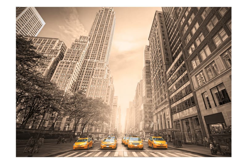 FOTOTAPET New York Taxi Sepia 250x175 - Artgeist sp. z o. o. - Inredning & dekor - Väggdekor - Tapeter & tapettillbehör - Fototapeter