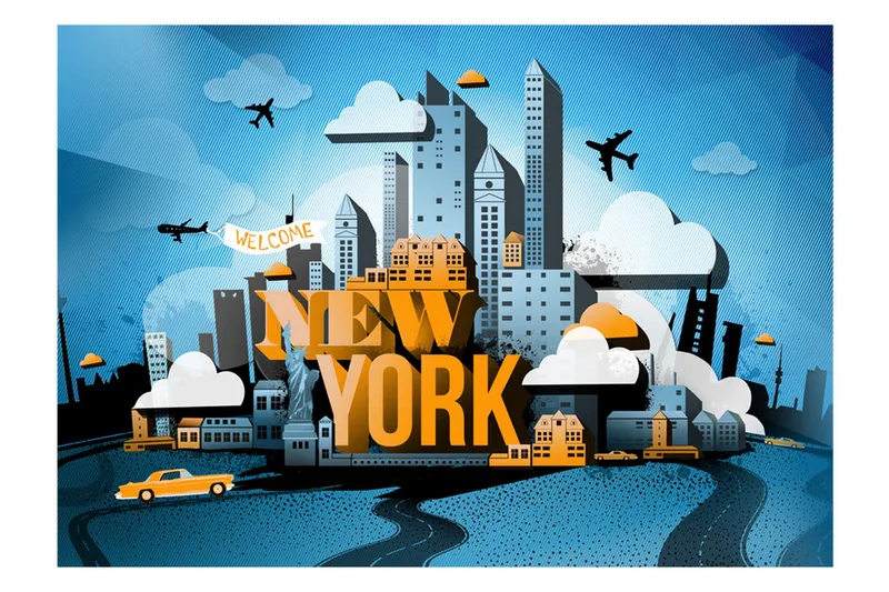 Fototapet New York Welcome 350x245 - Artgeist sp. z o. o. - Inredning & dekor - Väggdekor - Tapeter & tapettillbehör - Fototapeter