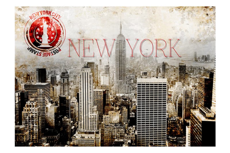 FOTOTAPET New York Post Age Stamp 100x70 - Artgeist sp. z o. o. - Inredning & dekor - Väggdekor - Tapeter & tapettillbehör - Fototapeter