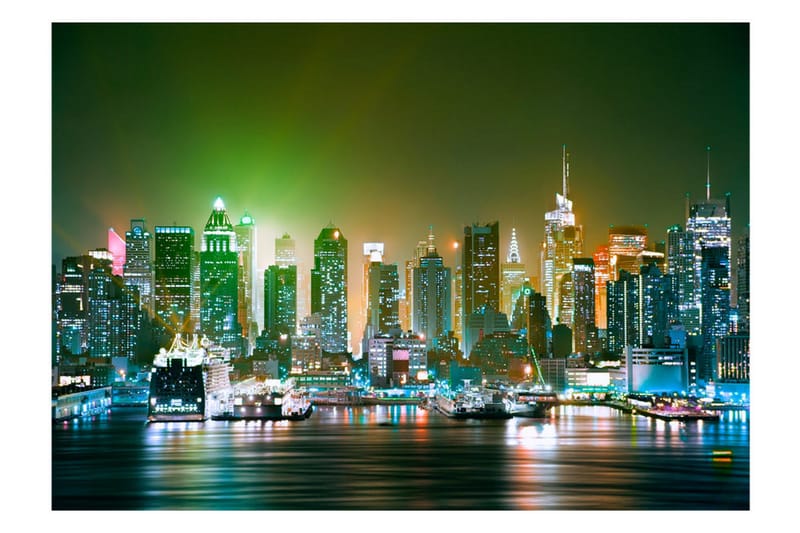 Fototapet NY Enlightened Harbour 150x105 - Artgeist sp. z o. o. - Inredning & dekor - Väggdekor - Tapeter & tapettillbehör - Fototapeter
