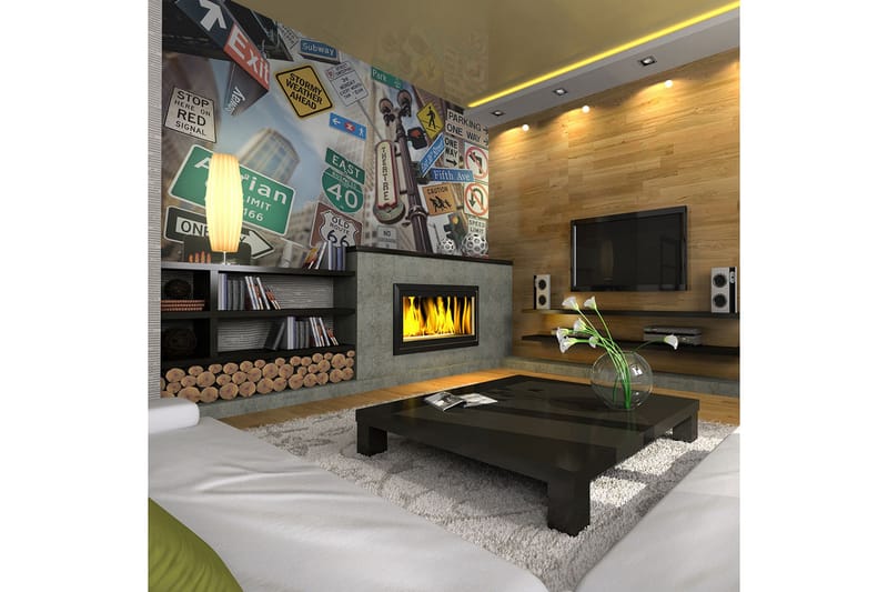 FOTOTAPET NYC Tecken På En Färgad Bakgrund 400x309, Artgeist sp. z o. o.