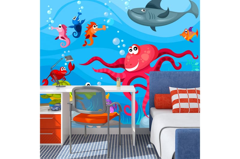 FOTOTAPET Octopus And Shark 300x231 - Artgeist sp. z o. o. - Inredning & dekor - Väggdekor - Tapeter & tapettillbehör - Fototapeter