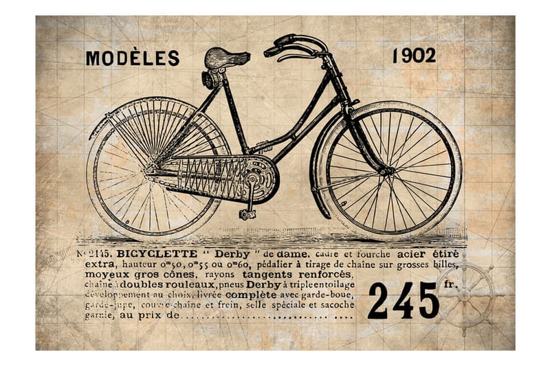 Fototapet Old School Bicycle 350x245 - Artgeist sp. z o. o. - Inredning & dekor - Väggdekor - Tapeter & tapettillbehör - Fototapeter