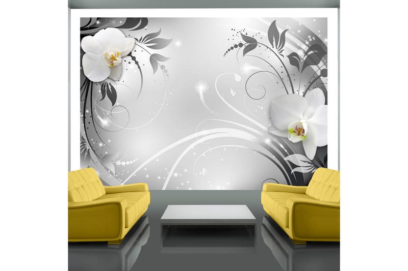 FOTOTAPET Orchids On Silver 400x280 - Artgeist sp. z o. o. - Inredning & dekor - Väggdekor - Tapeter & tapettillbehör - Fototapeter