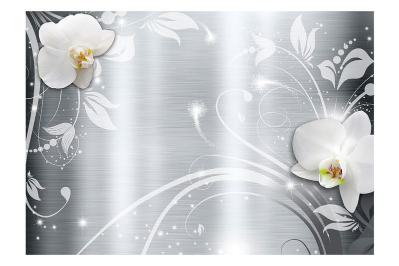 FOTOTAPET Orchids On Steel 250x175 - Artgeist sp. z o. o. - Inredning & dekor - Väggdekor - Tapeter & tapettillbehör - Fototapeter