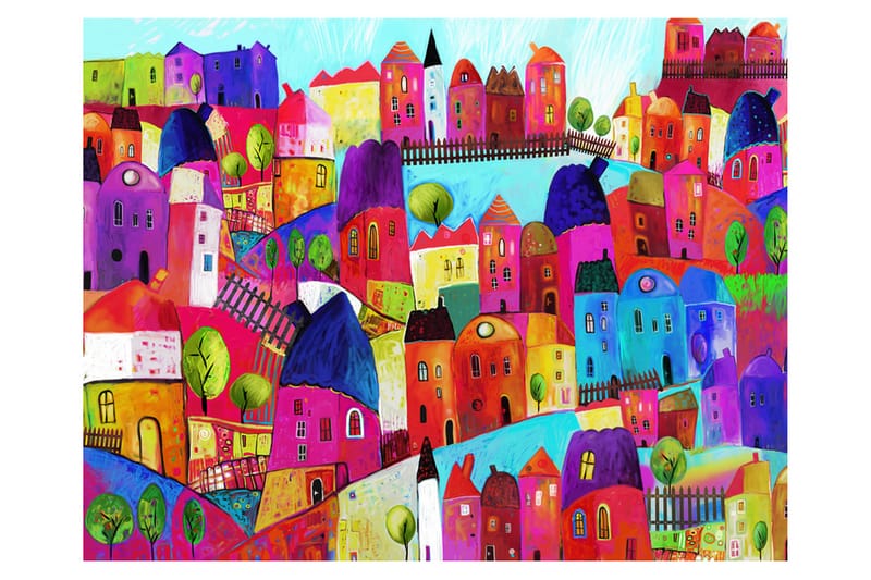 FOTOTAPET Rainbow-Hued Town 400x309 - Artgeist sp. z o. o. - Inredning & dekor - Väggdekor - Tapeter & tapettillbehör - Fototapeter