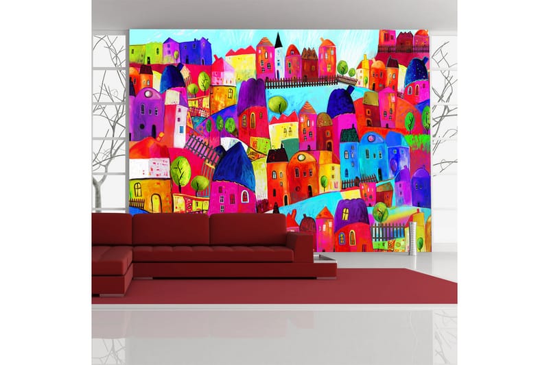 FOTOTAPET Rainbow-Hued Town 400x309 - Artgeist sp. z o. o. - Inredning & dekor - Väggdekor - Tapeter & tapettillbehör - Fototapeter