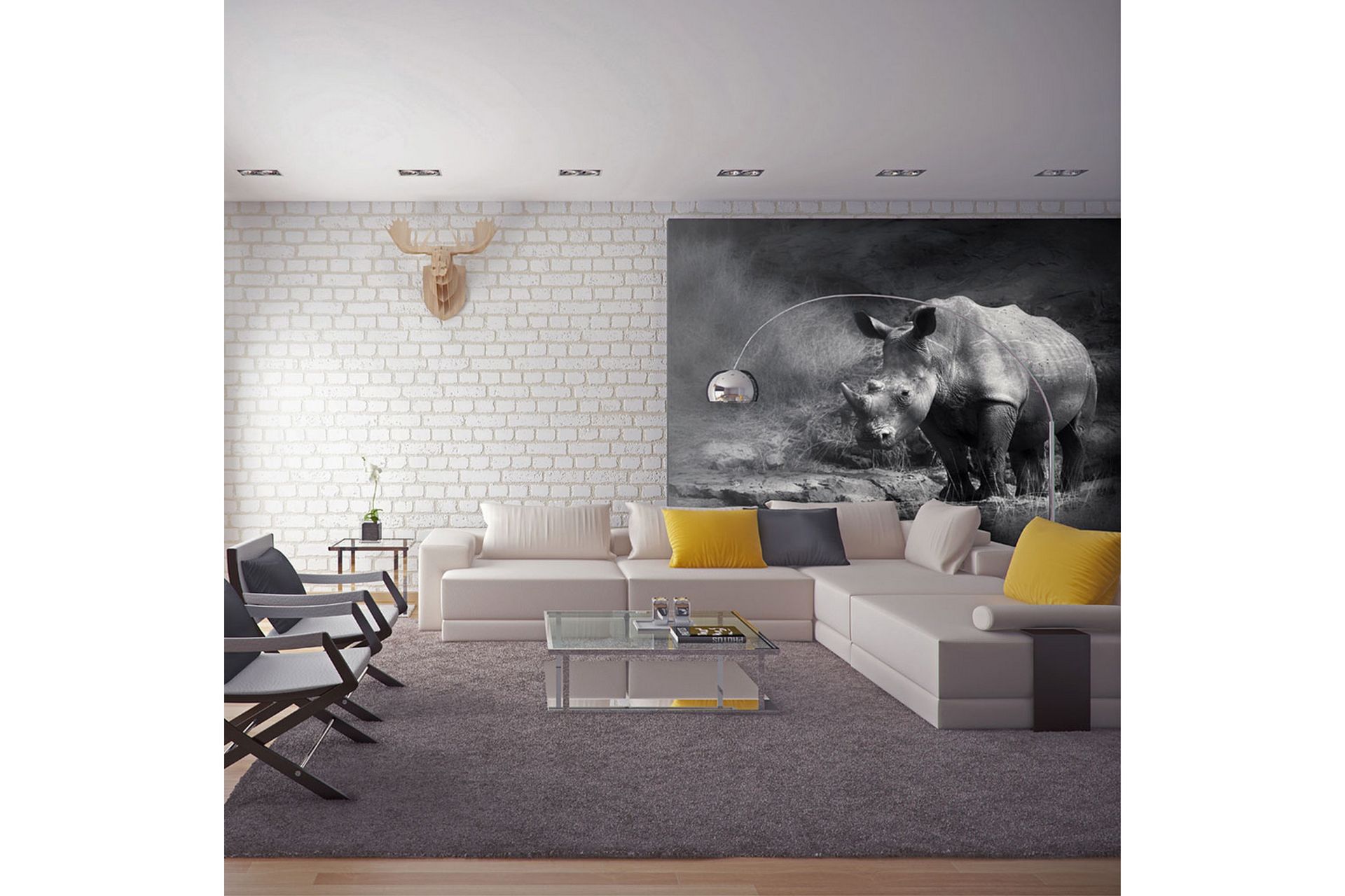 FOTOTAPET Rhino Lost In Dreams 200x154 - Artgeist sp. z o. o. - Inredning & dekor - Väggdekor - Tapeter & tapettillbehör - Fototapeter