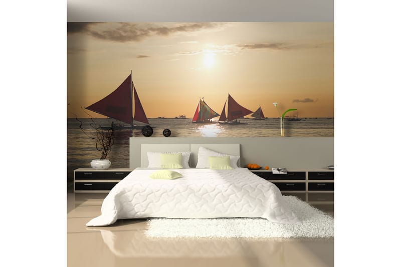 FOTOTAPET Sailing Boats Sunset 350x270, Artgeist sp. z o. o.