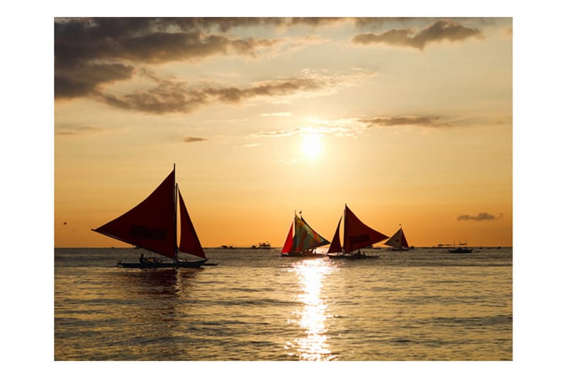 Fototapet Sailing Boats Sunset 400x309 - Artgeist sp. z o. o. - Inredning & dekor - Väggdekor - Tapeter & tapettillbehör - Fototapeter