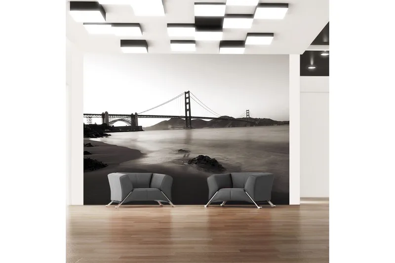 Fototapet San Francisco Golden Gate Bridge B&W 200x154 - Artgeist sp. z o. o. - Inredning & dekor - Väggdekor - Tapeter & tapettillbehör - Fototapeter