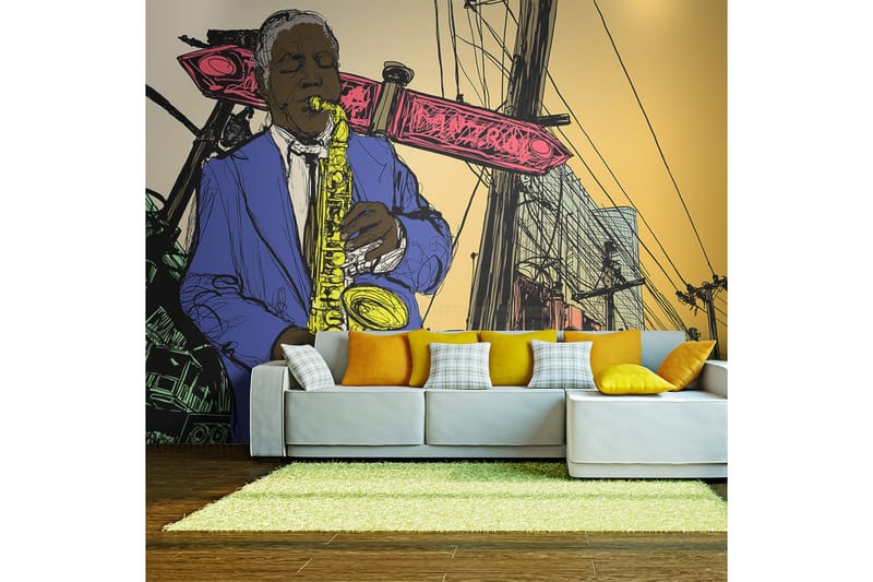 Fototapet Saxophonist In New York 200x154 - Artgeist sp. z o. o. - Inredning & dekor - Väggdekor - Tapeter & tapettillbehör - Fototapeter