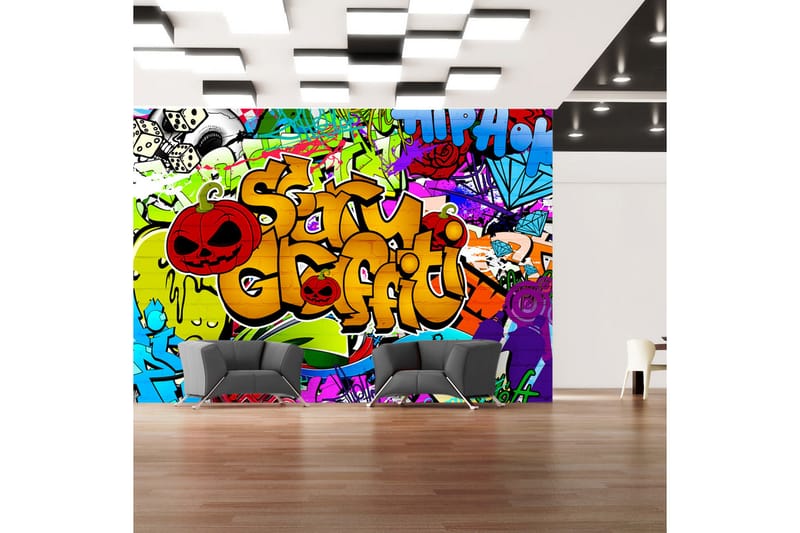 FOTOTAPET Scary Graffiti 200x140 - Artgeist sp. z o. o. - Inredning & dekor - Väggdekor - Tapeter & tapettillbehör - Fototapeter