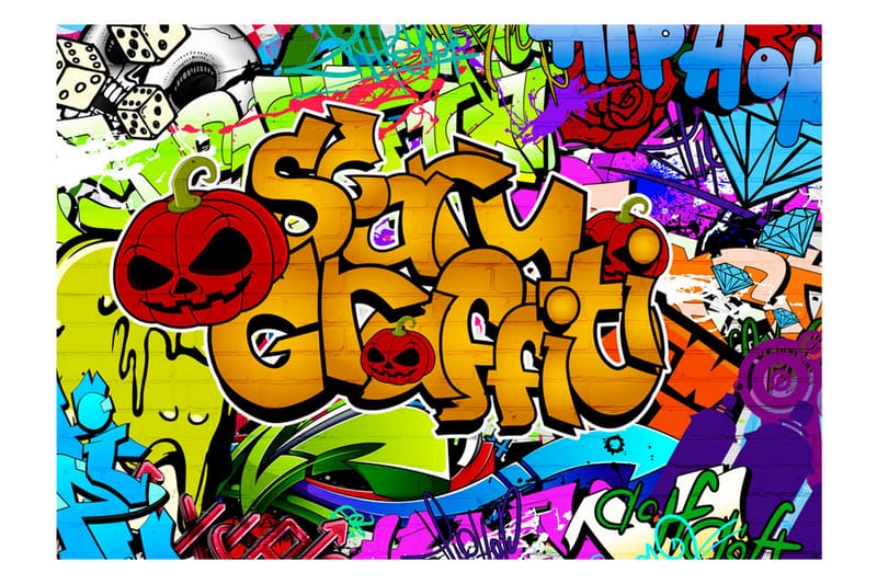 FOTOTAPET Scary Graffiti 200x140 - Artgeist sp. z o. o. - Inredning & dekor - Väggdekor - Tapeter & tapettillbehör - Fototapeter