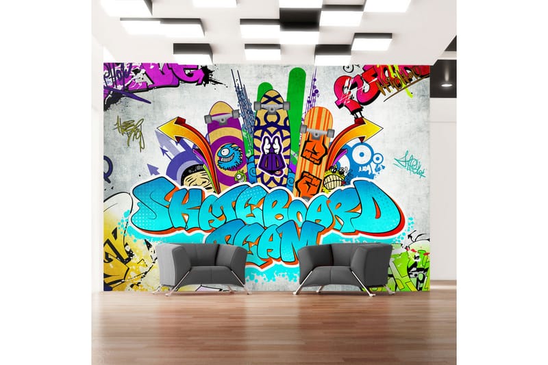 FOTOTAPET Skateboard Team 200x140 - Artgeist sp. z o. o. - Inredning & dekor - Väggdekor - Tapeter & tapettillbehör - Fototapeter