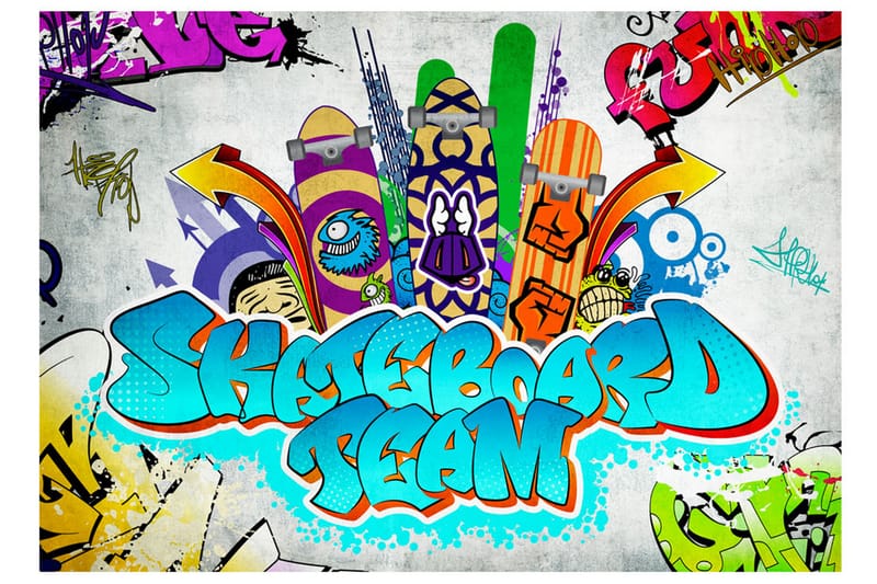 FOTOTAPET Skateboard Team 200x140 - Artgeist sp. z o. o. - Inredning & dekor - Väggdekor - Tapeter & tapettillbehör - Fototapeter