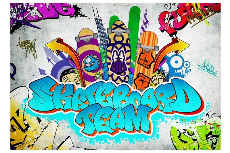 Fototapet Skateboard Team 300x210 - Artgeist sp. z o. o. - Inredning & dekor - Väggdekor - Tapeter & tapettillbehör - Fototapeter
