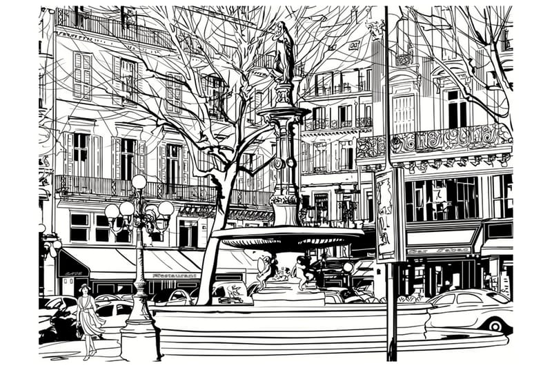 FOTOTAPET Sketch Of Parisian Fountain 400x309, Artgeist sp. z o. o.