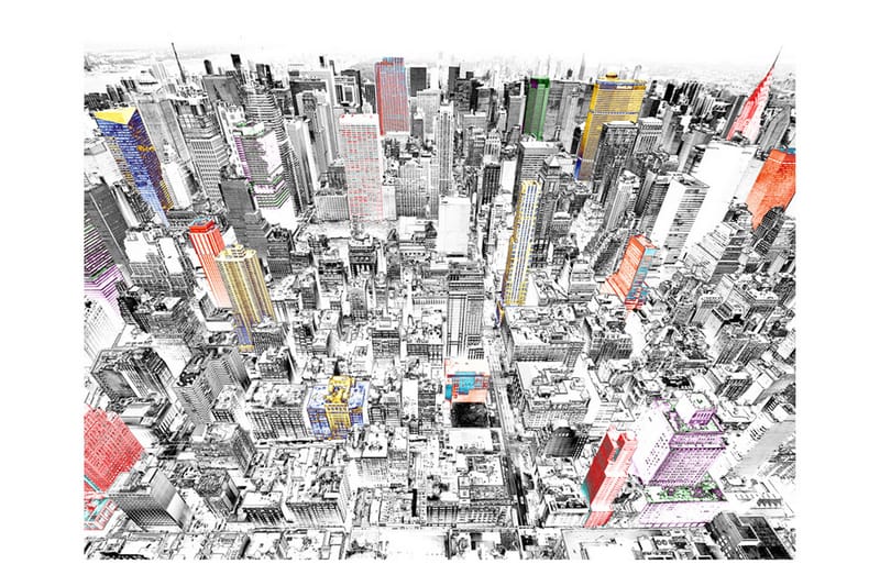 FOTOTAPET Skiss Över New York 350x270 - Artgeist sp. z o. o. - Inredning & dekor - Väggdekor - Tapeter & tapettillbehör - Fototapeter