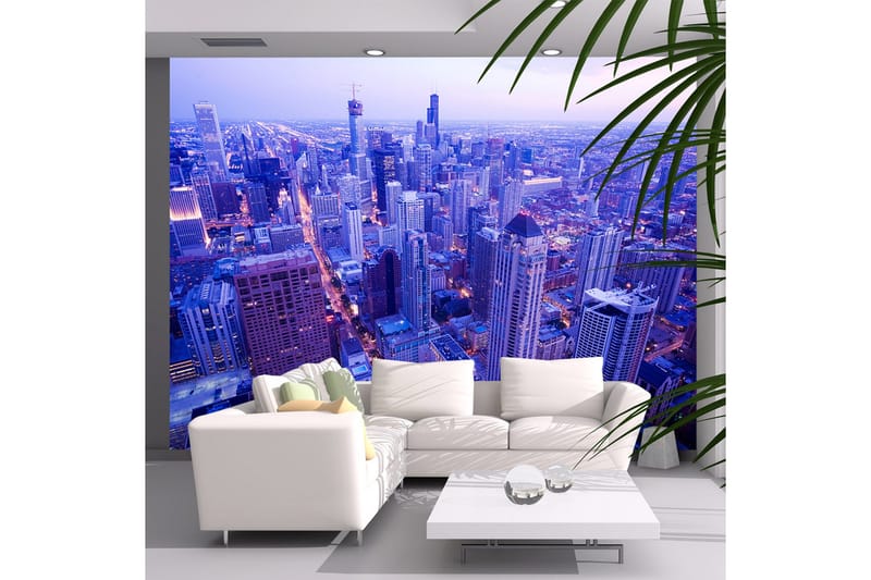 FOTOTAPET Skygga Lampor Vid Skymning Chicago 350x270, Artgeist sp. z o. o.