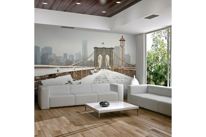 FOTOTAPET Snötäckt Bro New York 350x270, Artgeist sp. z o. o.