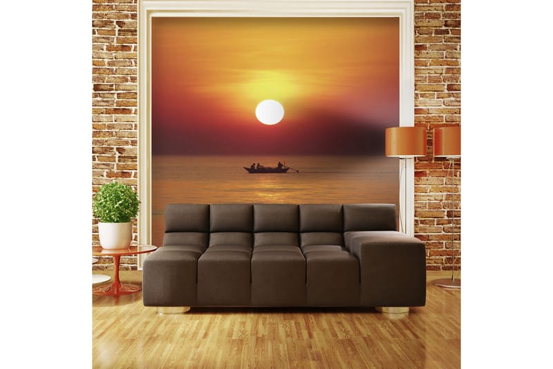 FOTOTAPET Solnedgång Med Fiskebåt 300x231 - Artgeist sp. z o. o. - Inredning & dekor - Väggdekor - Tapeter & tapettillbehör - Fototapeter