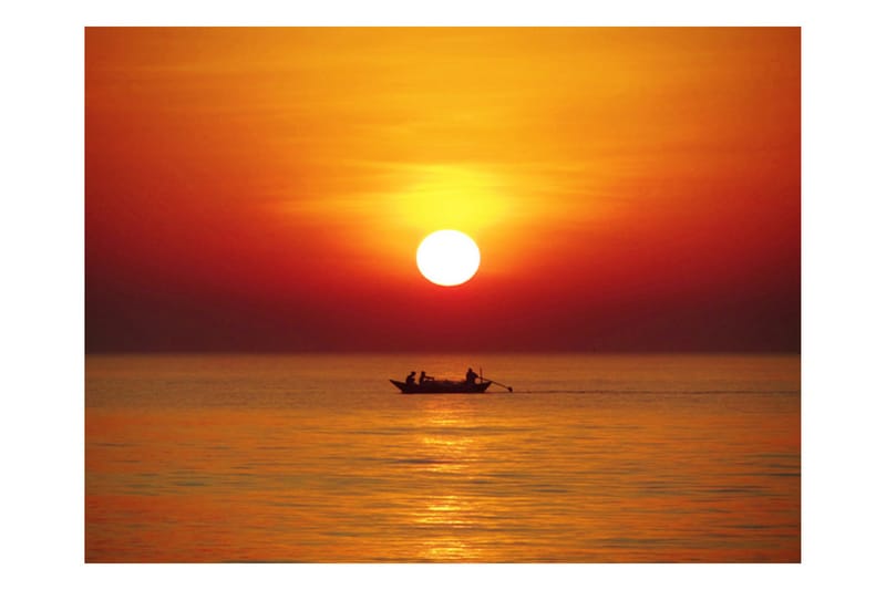 FOTOTAPET Solnedgång Med Fiskebåt 350x270 - Artgeist sp. z o. o. - Inredning & dekor - Väggdekor - Tapeter & tapettillbehör - Fototapeter