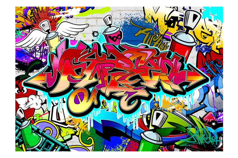 FOTOTAPET Street Art Red Theme 300x210 - Artgeist sp. z o. o. - Inredning & dekor - Väggdekor - Tapeter & tapettillbehör - Fototapeter