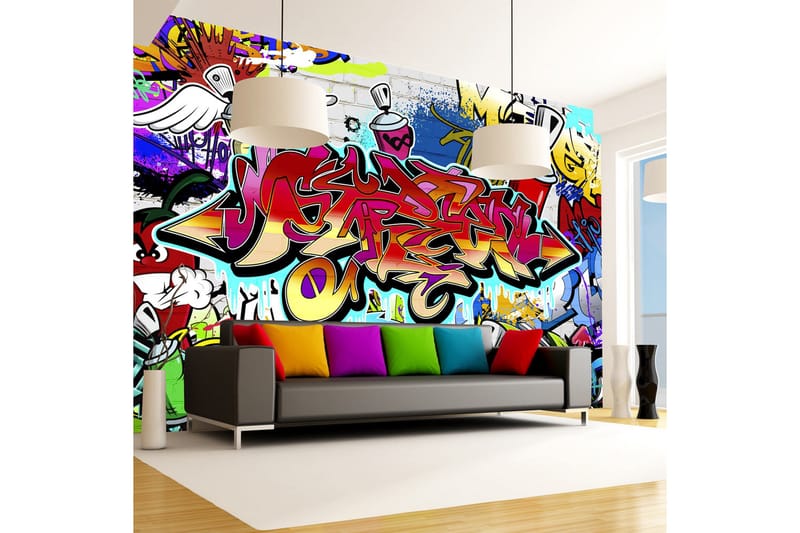 Fototapet Street Art Red Theme 350x245 - Artgeist sp. z o. o. - Inredning & dekor - Väggdekor - Tapeter & tapettillbehör - Fototapeter